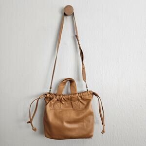 Madewell Piazza Drawstring Leather Crossbody Bag Timber Beam Tan NEW